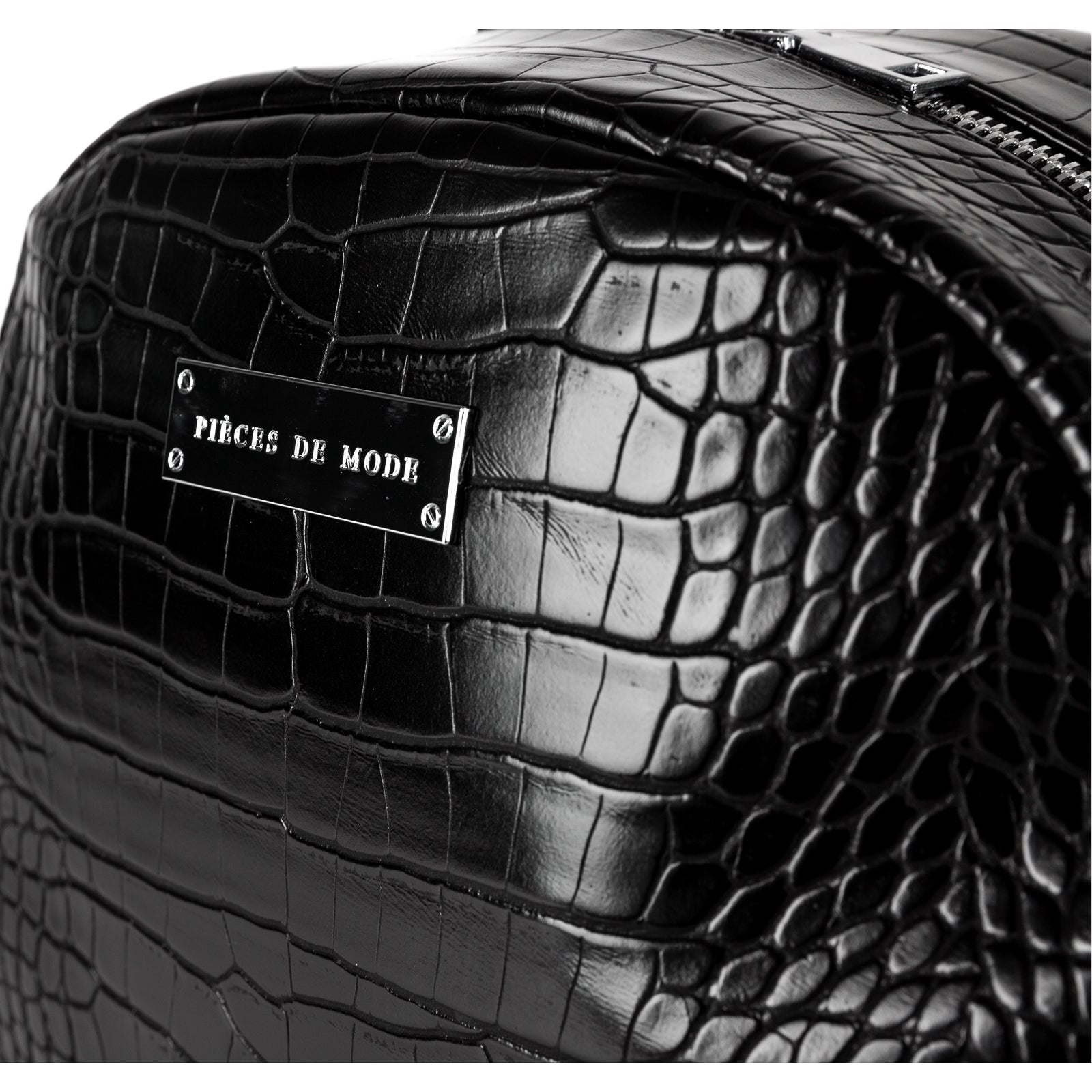 black leather backpack croc Faux Leather Croc Detail Backpack