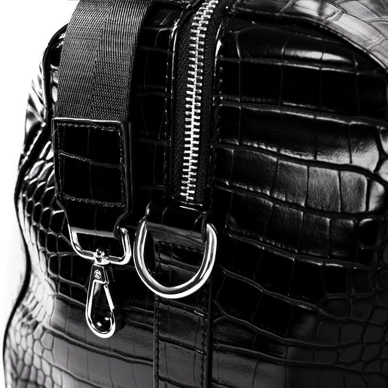 Faux Leather Croc Detail Weekend Bag - Black – Pièces De Mode