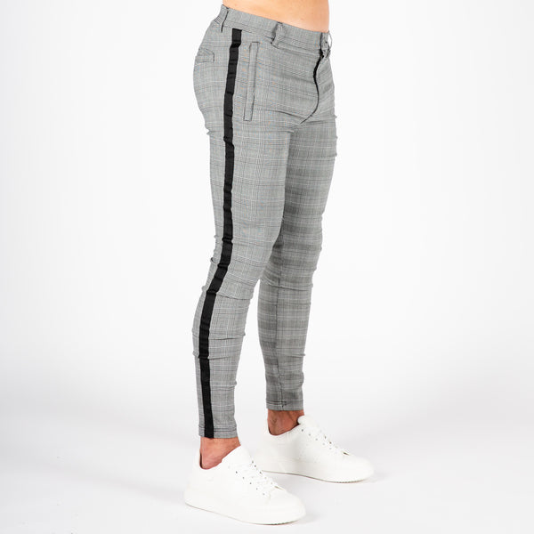 Stretch Skinny Tape Check Trouser - Houndstooth Grey/Black