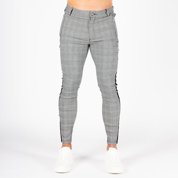 Stretch Skinny Tape Check Trouser - Houndstooth Grey/Black