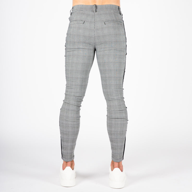 Stretch Skinny Tape Check Trouser - Houndstooth Grey/Black