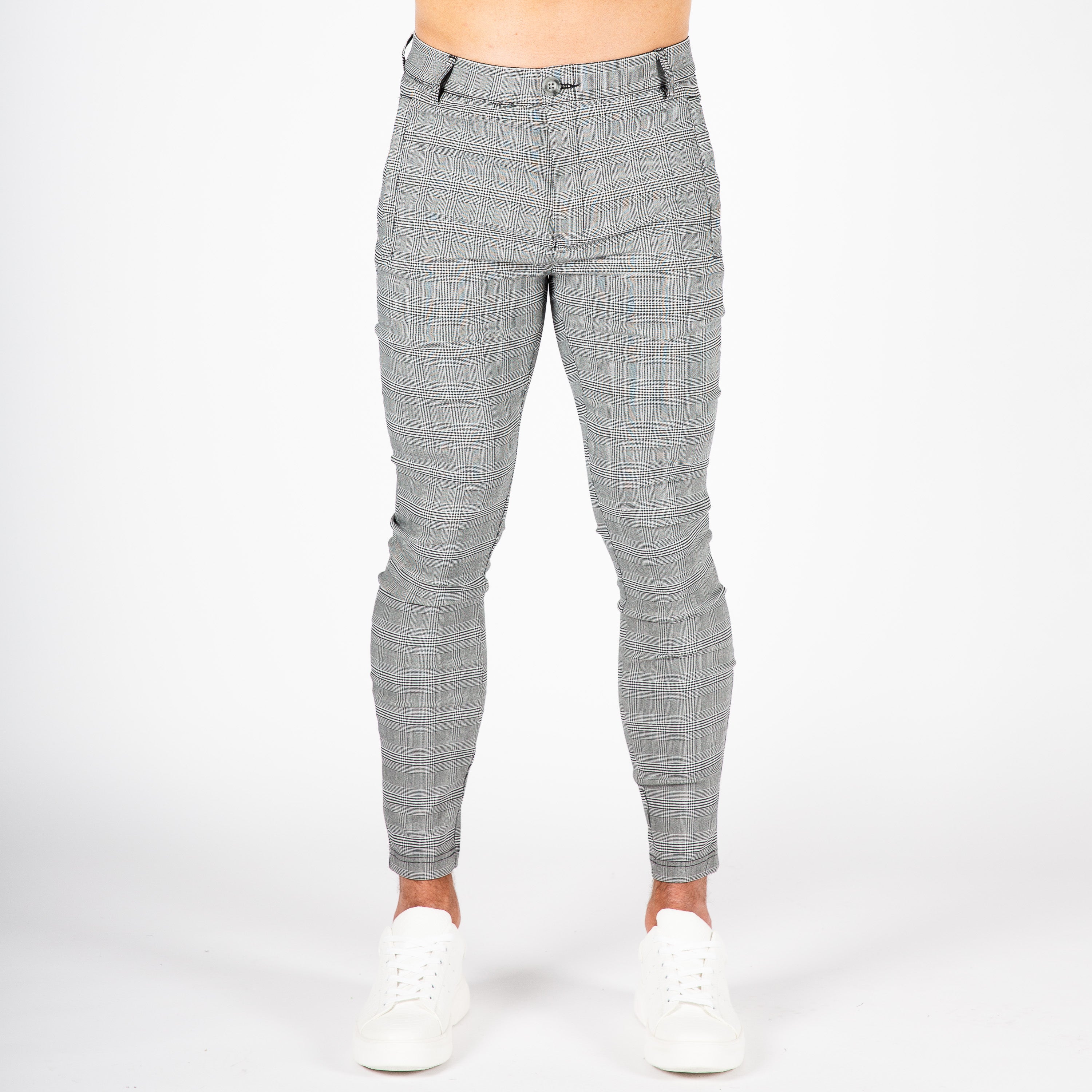 Buy WES Formals by Westside Grey Checkered CarrotFit Trousers for Online   Tata CLiQ