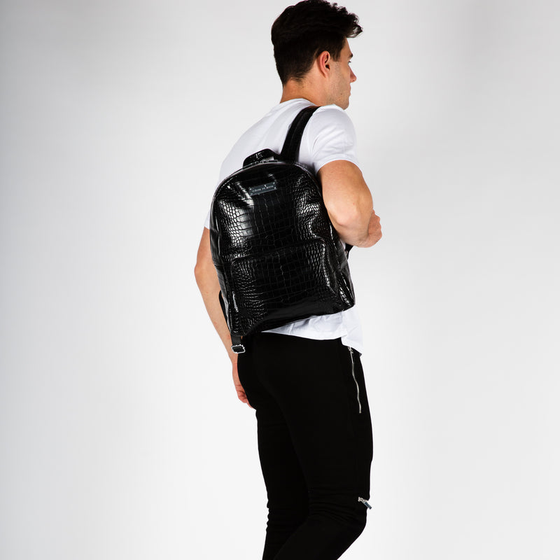 Faux Leather Croc Detail Backpack