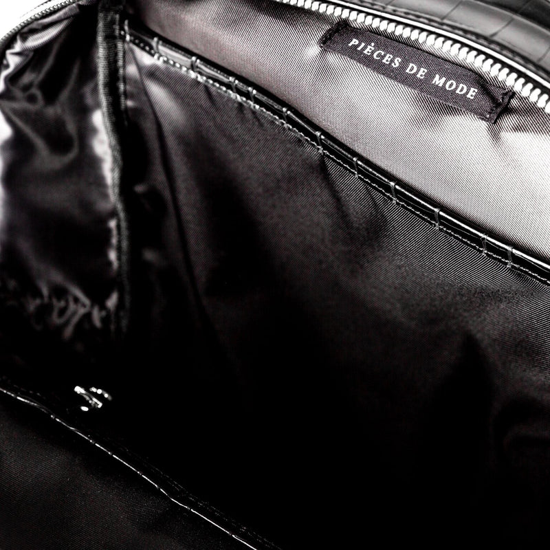 Faux Leather Croc Detail Backpack - Black – Pièces De Mode