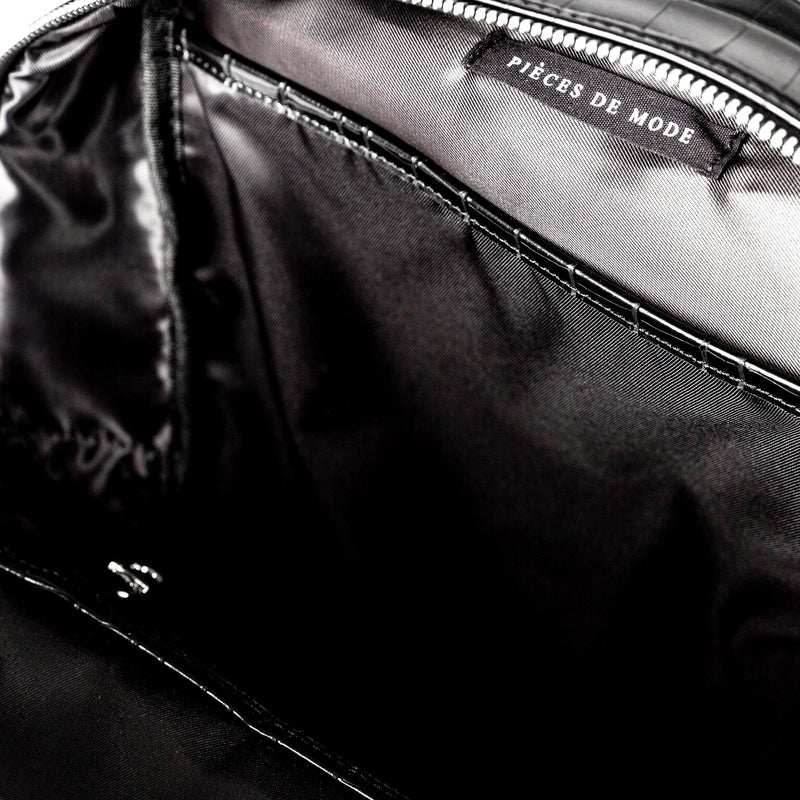 croc faux leather backpack with shoulder straps Faux Leather Croc Detail Backpack