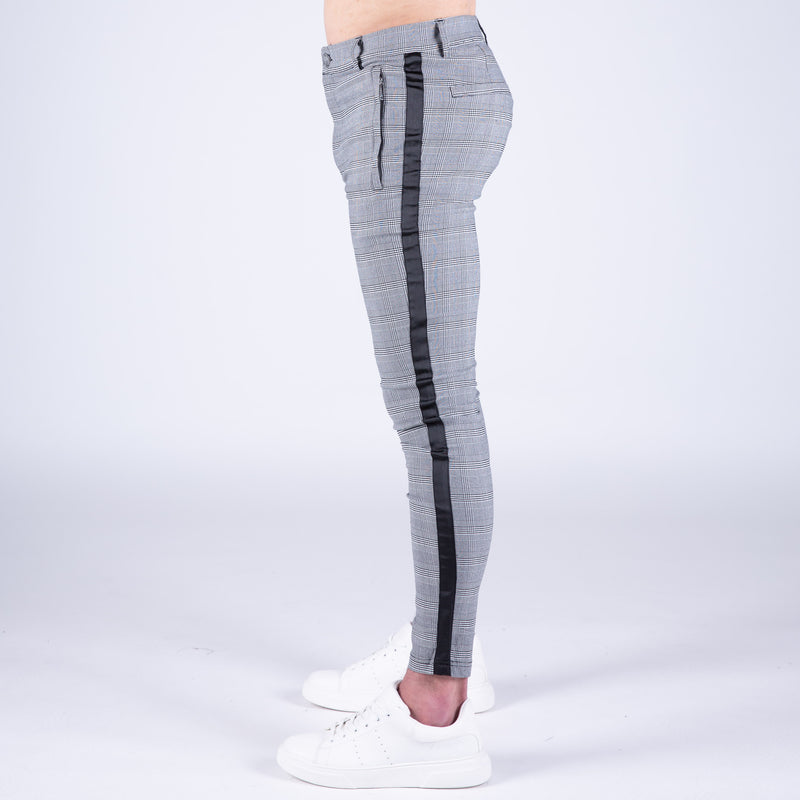 Stretch Skinny Tape Check Trouser - Houndstooth Grey/Black