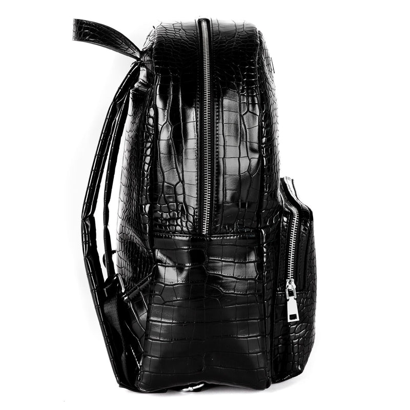 Faux Leather Croc Detail Backpack - Black – Pièces De Mode